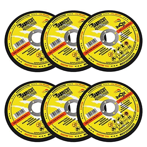 Image of 6 x SabreCut SCACD125A 125mm (5") x 22.23mm Bore Professional Abrasive Stainless Steel INOX Cutting Angle Grinder Circular Saw Discs Compatible with Bosch Dewalt Makita Milwaukee and Many Others