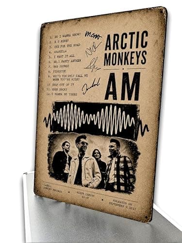 Image of Arctic AM Album Cover Metal Sign, Arctic Monkeys wall art, Gift idea For Friend Bedroom, Living Room Decor