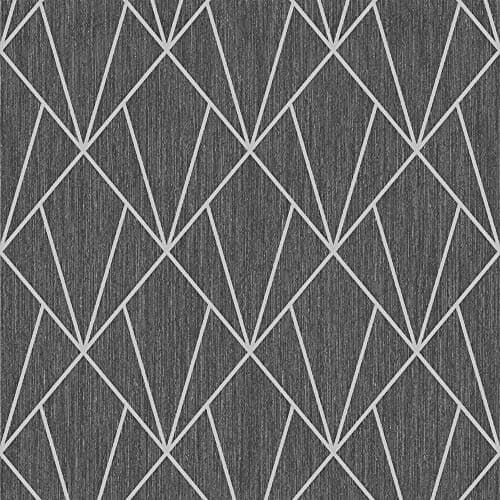 Image of Muriva Indra Geometric Glitter Wallpaper Charcoal (154104)