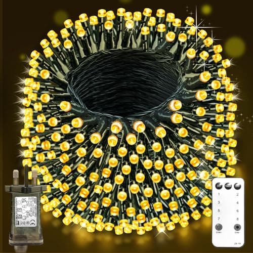 Image of 120M 1000 LED Outdoor Fairy Lights, Christmas Tree Lights Plug in 8 Modes Remote Control Mains Powered Waterproof String Lights for Garden, Yard, Wedding, Party Decor-Warm White