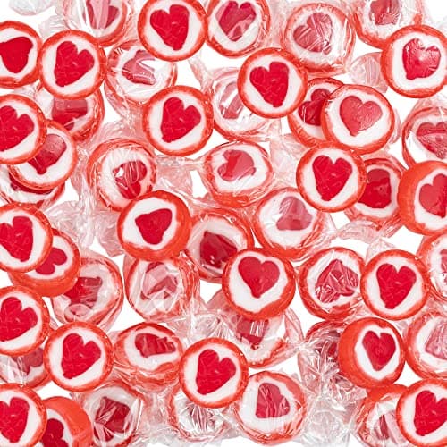 Image of Rocks heart sweets sweet red white as sweet table decoration at wedding baptism holy communion or Valentine´s Day (500 GR) with red heart