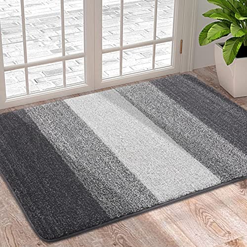 Image of Homaxy Door Mats Indoor, Machine Washable Soft Doormats, Dirt Trapper Door Mat, Super Absorbent Entrance Rug, Non-slip Floor Mats For Inside, Front Back Door, Pets and Dogs (50 X 80 cm, Grey)