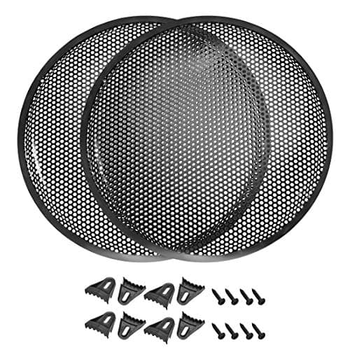 Image of sourcing map 2pcs 12" Speaker Waffle Grill Metal Mesh Audio Subwoofer Guard Protector Cover with Clips,Screws