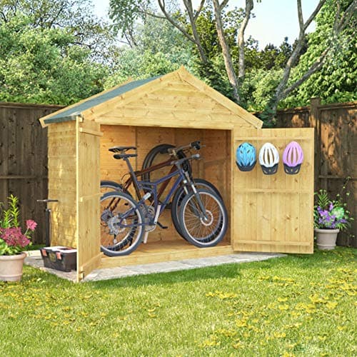 Image of BillyOh 3x6 Overlap Wooden Apex Bike Log Storage Double Door Roof Felt Store Shed 3ft x 6ft