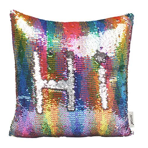 Image of JOTOM Two-color Reversible Sequins Pillow Case Cushion Covers Magical Color Changing Pillow Cover for Home Car Sofa Decorative,40x40cm (Multicolor Sequins)