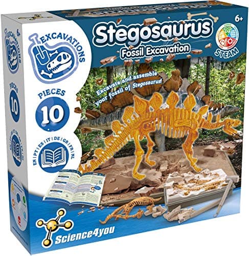 Image of Science4you - Stegosaurus Fossil Digging Kit for Kids +6 - Excavate and assemble 10 Stegosaurus Fossiles - Ideal Dinosaur Excavation Kit Toy, Archeology and Paleontology Sets for Kids Age 6+