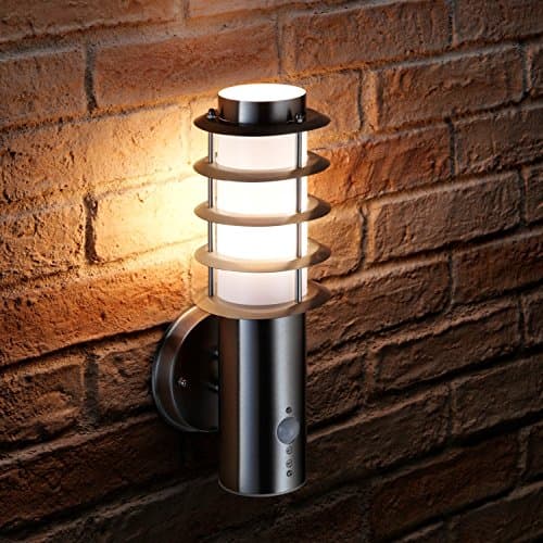 Image of Auraglow Stainless Steel PIR Infrared Motion Sensor Outdoor LED Wall Light (Warm White)
