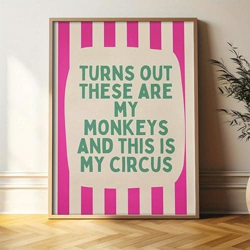 Image of GLWDME Turns Out These Are My Monkeys and This Is My Circus Stripes Humorous Canvas Wall Art, Bedroom Pictures, Posters and Prints, Wall Painting for Living Room(without frame)