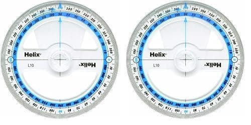 Image of Helix 10cm 360 degree Protractor Angle Measure (Pack of 2)