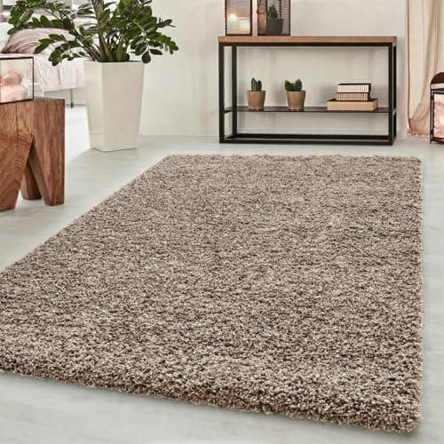 Image of Abaseen Small Large Shaggy Rug Modern Rugs Living Room Extra Large Small Medium Rectangular Size Soft Touch Thick Pile Living Room Area Rugs Non Shedding (Light Beige, 200x290 cm)