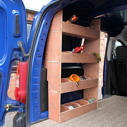 Image of Van Racking SWB Shelving Storage Unit Rack 67.5cm x 116cm x 28.5cm 12mm Thick Plywood 4 Shelves 16 Compartments Customisable Tool Organiser Driver & Passenger Side RHD LHD FREE Fixings