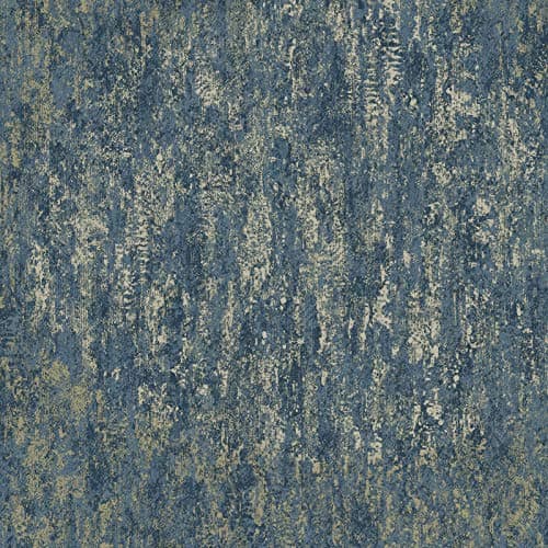 Image of Holden Distressed Navy Blue & Metallic Gold Industrial Wallpaper 12842