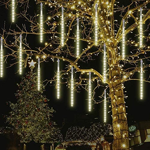 Image of String Lights, Waterproof LED Meteor Shower Lights Plug in - 288 LEDs 50cm 8 Tubes Falling Raindrop Fairy String Light for Holiday Party Christmas Garden Xmas Tree Decor
