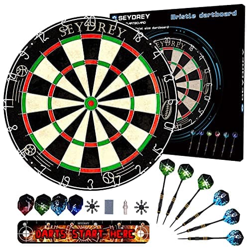 Image of Dart Board Set Steel Dart Board Dartboard Set with 6 pcs 20g Steel Tip Darts 12 Flights Rotating Number Ring + Staple-Free Bullseye Throwing Line Install Instruction