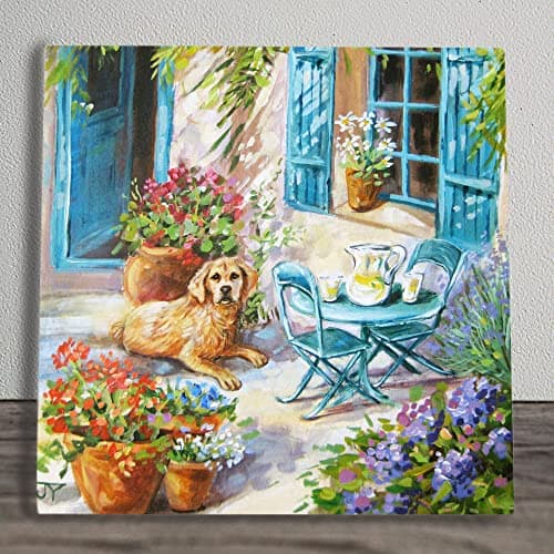 Image of A Tranquil Spot Ceramic Picture Tile Artwork By Judith Yates Hanging Wall Art Home Décor