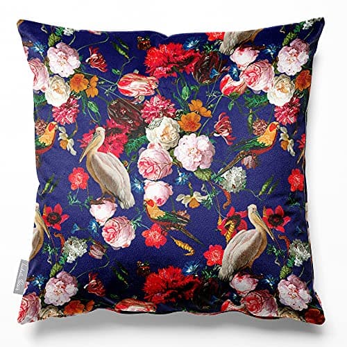 Image of Izabela Peters Cushions With Covers Included, Filled Cushion, Eco-Friendly Velvet Cushions, 50 cm, Peruvian Paradise - Midnight, Chair Cushions, Sofa Cushions, Seat Cushions
