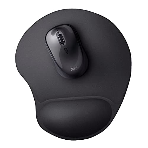 Image of Trust BigFoot Mouse Mat with Wrist Support, Ergonomic Mouse Pad, Prevents Wrist Strain, 236 x 205 mm, Microfiber Surface, Gel Wrist Rest, Non Slip Mat for Home Office, Computer, Laptop - Black
