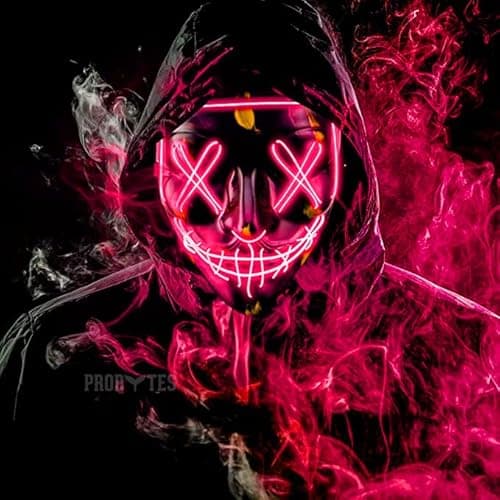 Image of Scary Glow Mask - Purge Anarchy, Anonymous, Horror, Hostel, Saw, Halloween, Cosplay, Rave Party, Masquerade, Festival, Carnival, 3 Modes NEON LED Light Up, One Size, Scare, Dare, HDPE, Colour Choice