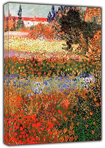 Image of YourHomeArt Van Gogh Garden Flowers Paint Art Reproduction On Framed Canvas Wall Art Home Decor 20 x 12 inch (50x 30 cm) -38mm Depth