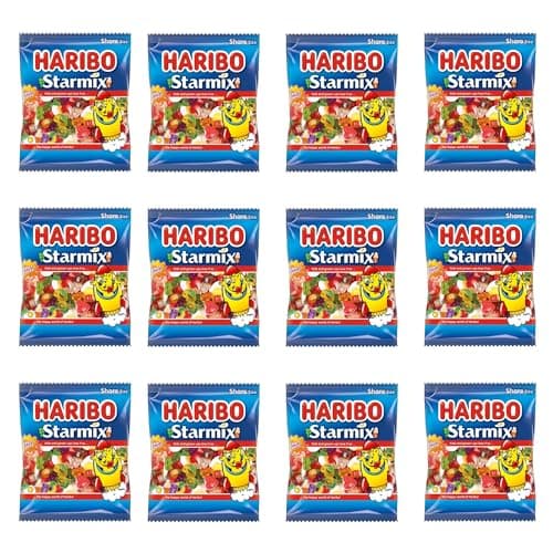 Image of HARIBO Starmix Gummy Candy with Real Fruit Juice, Iconic Fruit & Cola Gummy Sweets Loved by All Ages, 140g (Pack of 12)