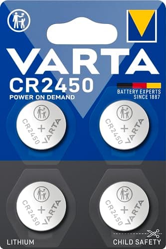 Image of VARTA 4 x CR2450 Button Cell Batteries Power on Demand Lithium 3V Child Safe Packaging for Smart Home Devices, Car Keys and Other Applications