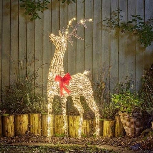 Image of Marco Paul Large 115cm Gold Reindeer Christmas Decorations - Warm White LED Christmas Light up Reindeer Figure for Xmas Garden Decor Indoor Outdoor Stag Figure