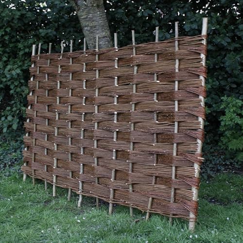 Image of Willow Fence Panel Hurdle, Natural Woven Garden Screening, Rustic Outdoor Border Edging (6ft x 3ft)