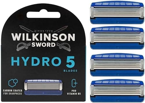 Image of Wilkinson Sword Hydro 5 Razor Blades For Men Carbon Coated Hydrating Gel & Precision Trimmer Pack of 4 Razor Blade Refills