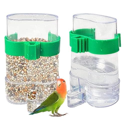 Image of 2 PCS Bird Cage Automatic Feeders - Food & Water Dispenser for Small Animals, Parrot, Canaries, Cockatiels