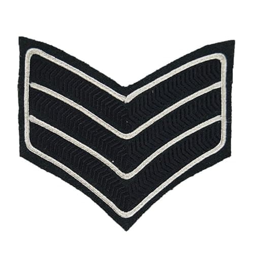 Image of 3 Bar Chevrons Sergeant (SGT) – Service Stripe – The Rifles - Infantry - British Army Badge