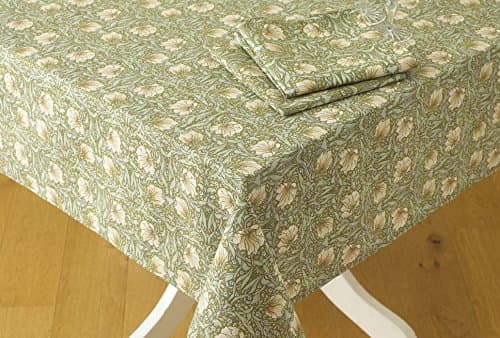 Image of Licensed William Morris Pimpernel Green 132cm x 178cm Floral Rectangular Cotton Tablecloth