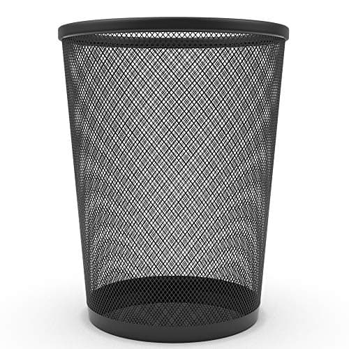 Image of Circular Mesh Waste Paper Bin, Lightweight Waste Basket Garbage Can, Metal Trash Bin Ideal for Kitchen Home Office Dorm Room Living Room Desk Bedroom (Black)