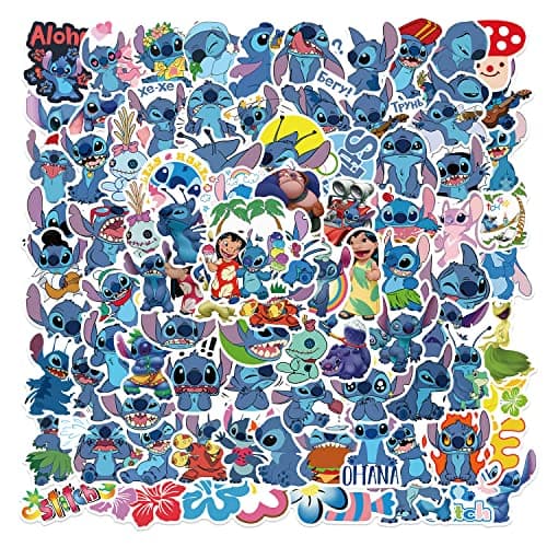 Image of 100PCS Cartoon Style Stiitch Stickers Pack for Kids, Waterproof Vinyl Stickers for Laptop Water Bottle Luggage Snowboard Bicycle Skateboard Decal, Stickers for School Rewards, Party Favors