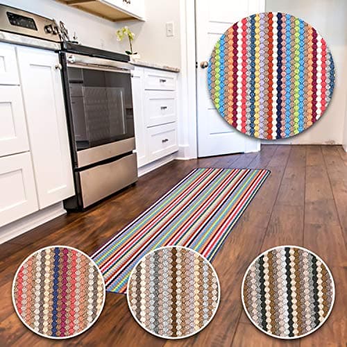 Image of eXtreme MULTI COLOURED MODERN WASHABLE NON SLIP KITCHEN UTILITY HALL LONG RUNNER DOOR MAT RUG (Multi, 200 x 67cm)