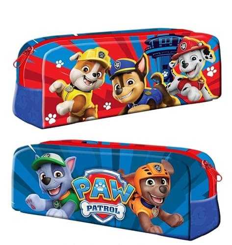 Image of TDL Paw Patrol Pencil Case – Featuring Chase, Marshall, Rubble, Rocky & Zuma – Durable School Stationery Organizer