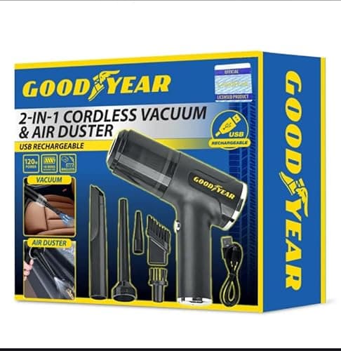 Image of Goodyear 2-in-1 Cordless Vacuum & Air Duster, USB Rechargeable, 120w Power