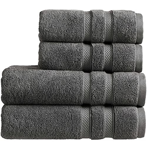 Image of Christy Chroma Bath Towel Set | Set of 4 | 2 Bath 2 Hand | Highly Absorbent Heavyweight 675GSM | Bold and Bright | Soft Smooth Bathroom Shower Towels | 100% Cotton | Ash Grey