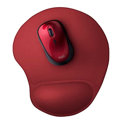 Image of Trust BigFoot Mouse Mat with Wrist Support, Ergonomic Mouse Pad, Prevents Wrist Strain, 236 x 205 mm, Microfiber Surface, Gel Wrist Rest, Non Slip Mat for Home Office, Computer, Laptop - Red