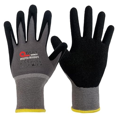 Image of 3 Pairs QEARSAFETY General Purpose Microfoam Breathable Nitrile Rubber Palm Coated Work Gloves, Knitted Elastic Liner, Abrasion, Grip, Dexterity,Anti-Hand Fatigue, 8/M