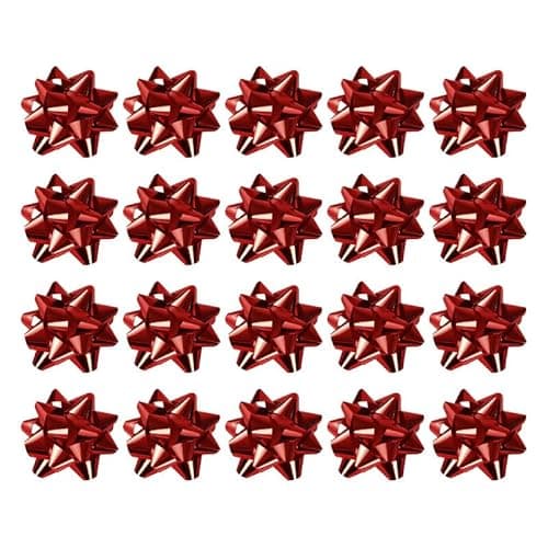 Image of Nikovoke 20Pcs Red Christmas Bows Curling Ribbon Rolls, Self-Adhesive Gift Wrapping Decorative Bows, for Christmas, Birthday, New Year, Wedding