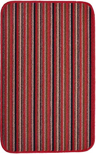 Image of eXtreme Dandy by William Armes, Ios Stripe Indoor Washable Rug (Red, 100 x 67cm)