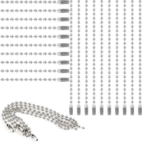 Image of 20 Pcs Ball Bead Chains, 10cm Stainless Steel Keychain Chains with Connectors, Silver Pull Chain Extensions for Tags, Jewelry & Crafts