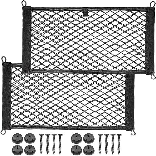 Image of BetterJonny 2pcs Car Mesh Cargo Net, 25X55cm Cargo Nylon Net Double Layer Elastic Campervan Storage Net for Car Caravan Motorhome Boat