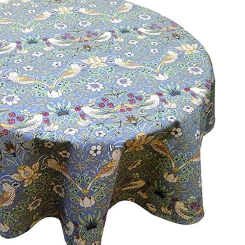 Image of WILLIAM MORRIS Strawberry Thief Blue 132 x 132cm Acrylic/PVC Tablecloth