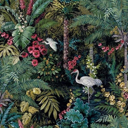 Image of Holden Decor Outside in Jungle Paradise Black Wallpaper 13181 - Cranes Tropical