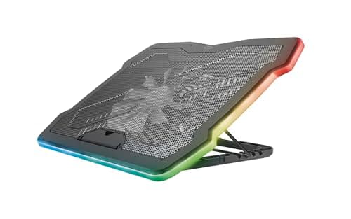 Image of Trust Gaming GXT 1126 Aura Multicolour-illuminated Laptop Cooling Stand for Laptops up to 17.3", Laptop Cooler with Adjustable Speed, Silence Mode, USB Powered for Gaming - Black