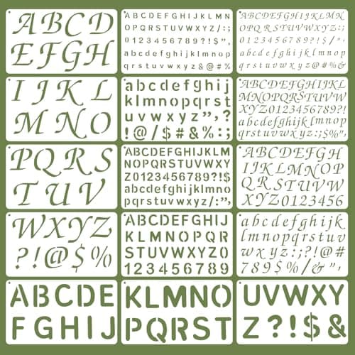 Image of Elegaperma 15Pcs Small Letter Stencils, 1/2, 3/4, 1, 2 in Letter and Number Stencils, Letters Stencil for Fabric Laser-Cut PET Material for DIY Craft Painting Home Decoration