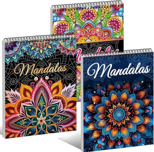 Image of Kalysky 3 Pack Mandala Colouring Books for Adults, Adult Colouring Books for Women with 60 Patterns, A4 Mindfulness Colouring Books for Adults, Stress Relief Gift for Women Men