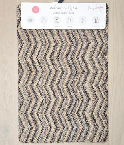 Image of Project DIY Amtico Hard-Wearing Indoor Cotton Doormat – Washable Non-Slip Barrier Mat for Hallways, Porches, Kitchens & Entryways Various Designs (Morningtide Zig-Zag, 500x750mm)