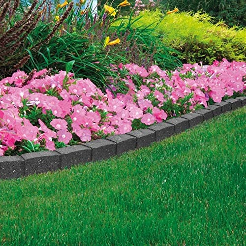 Image of Nicoman Roman Castle Stone Garden Border 4-ft Rubber Landscape Edging Section 120cm, Grey, Pack of 4